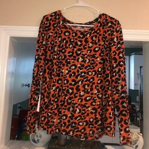 Crown and Ivy orange leopard print long sleeve